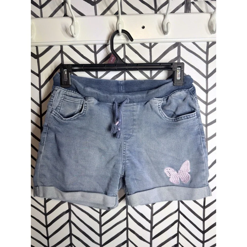 Cat & Jack Blue Denim Butterfly Embroidered Shorts Girls XL 14/16 7023
